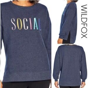 2 for $10 | WILDFOX “SOCIAL” Statement Crewneck Sweatshirt Heathered Size Medium